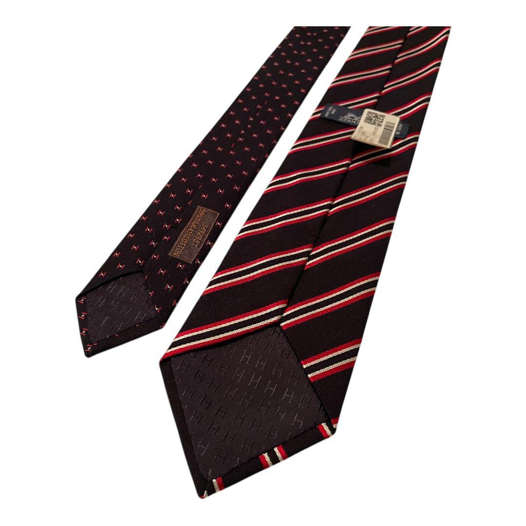 【新品タグ付き】エルメス 総柄 ネクタイ ストライプH柄
