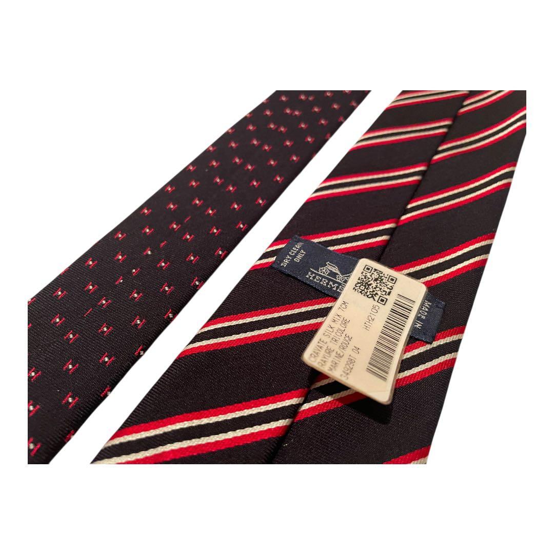 【新品タグ付き】エルメス 総柄 ネクタイ ストライプH柄