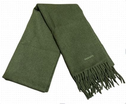 【美品】エルメスHERMES カシミア　マフラー　グリーン