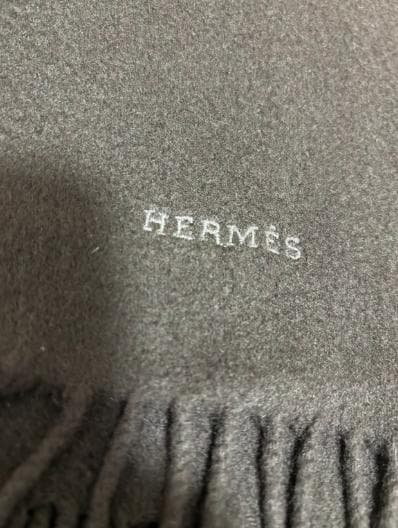 【美品】エルメスHERMES カシミア　マフラー　グリーン