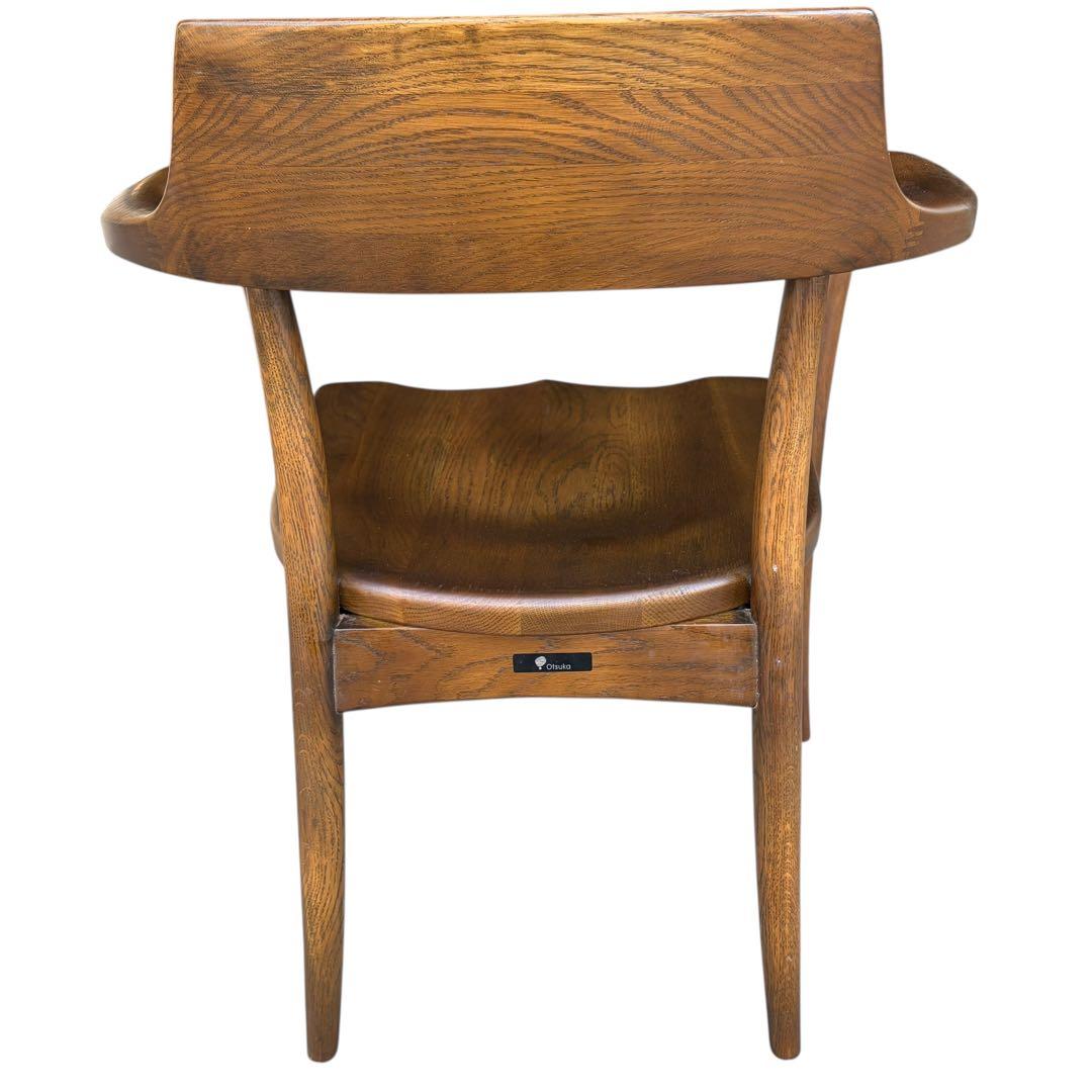 【希少】大塚家具 アームチェア ダイニングチェア 板座 ナラ材 ②