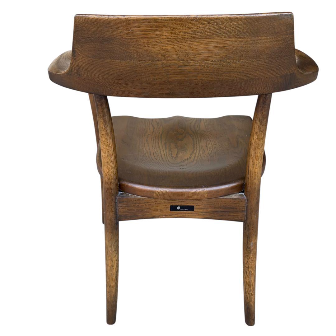 【希少】大塚家具 アームチェア ダイニングチェア 板座 ナラ材 ②