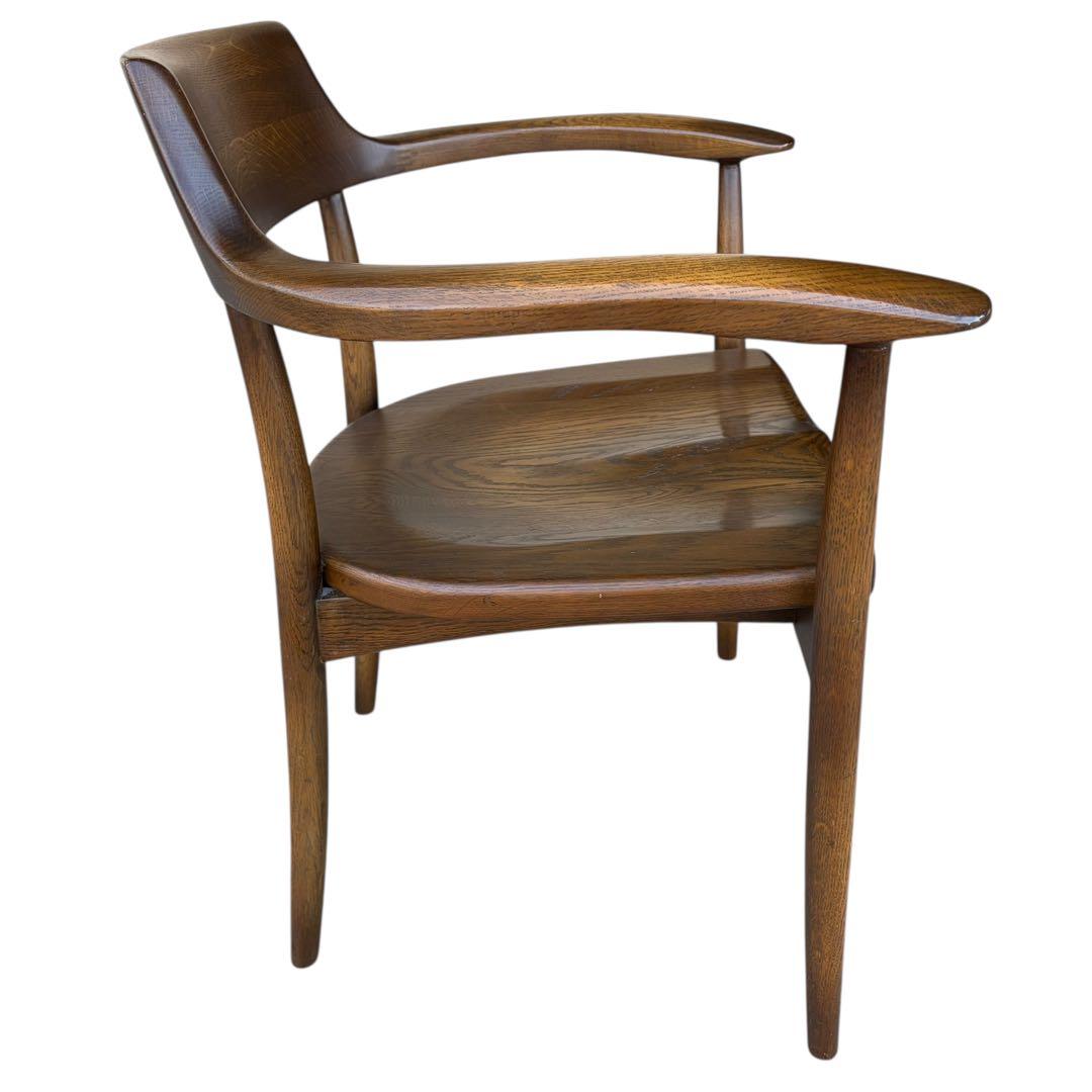 【希少】大塚家具 アームチェア ダイニングチェア 板座 ナラ材 ②