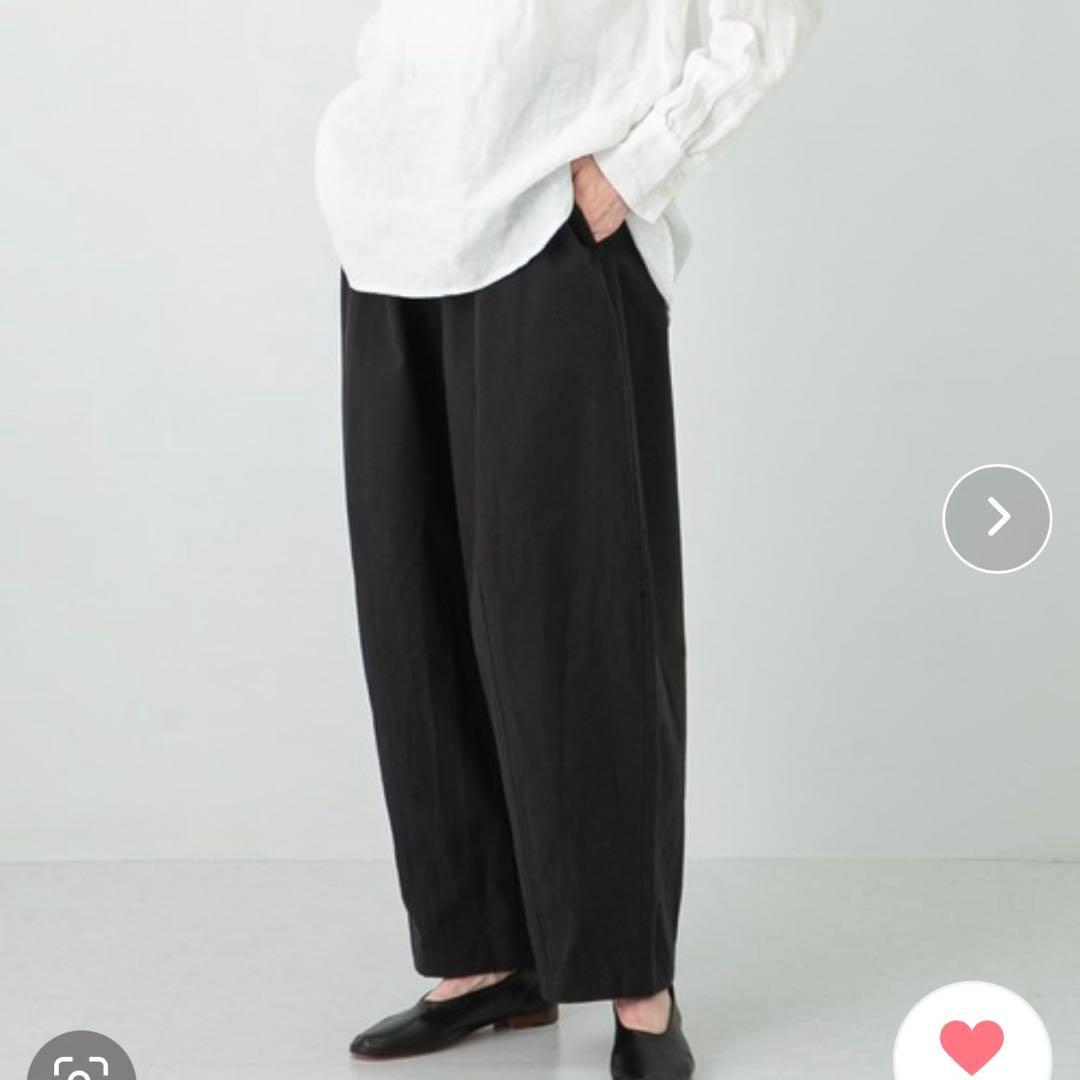 【美品】かぐれ コットンクロップドパンツ 黒