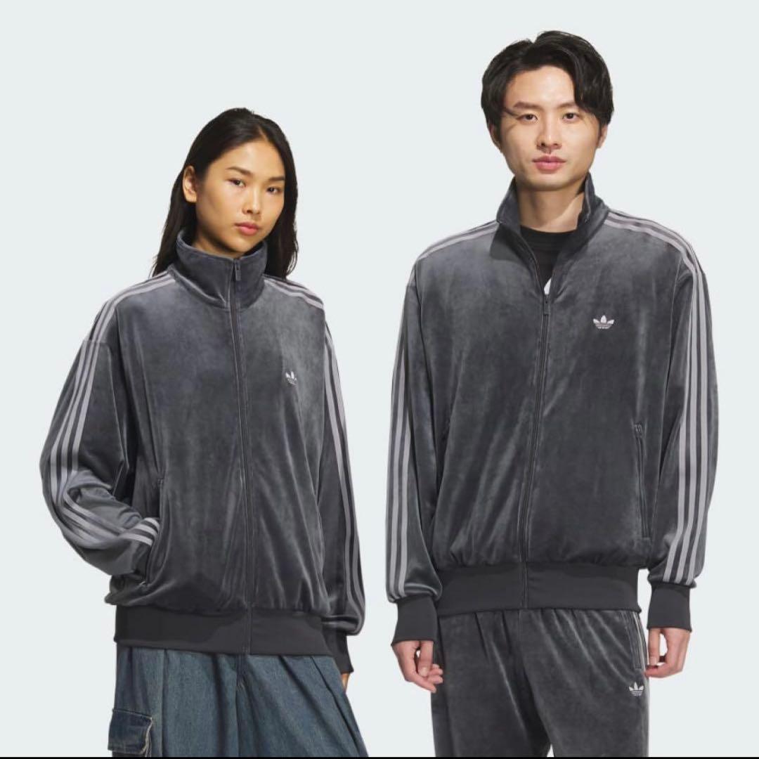 国内完売 ✨　アディダス トラックトップ ベロア ダークグレー 2XL