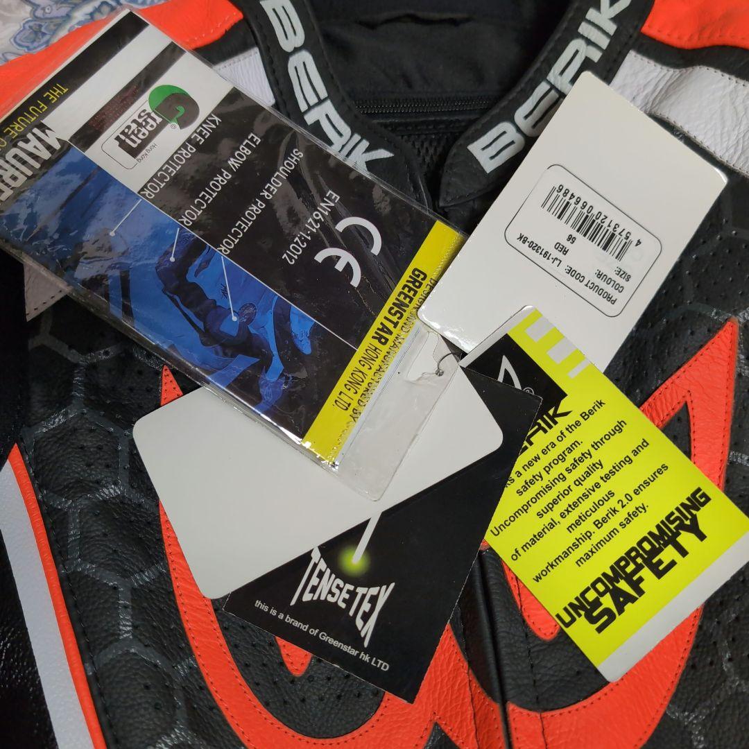 新品　ベリック　パンチング　レザージャケット　56サイズ　黒／白／赤　BERIK