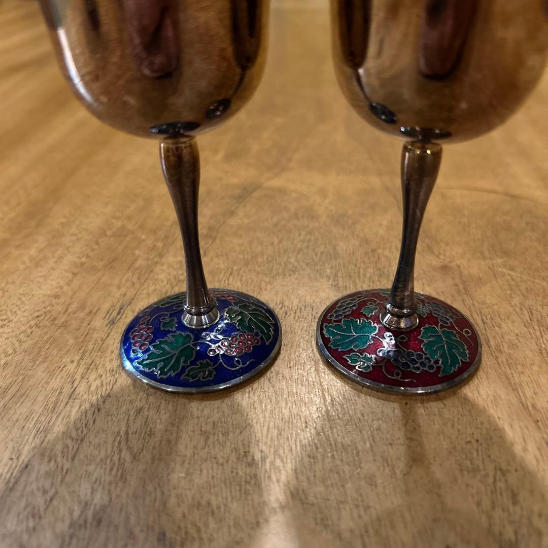 純銀　葡萄装飾　リキュールグラス　ビンテージ　ペア