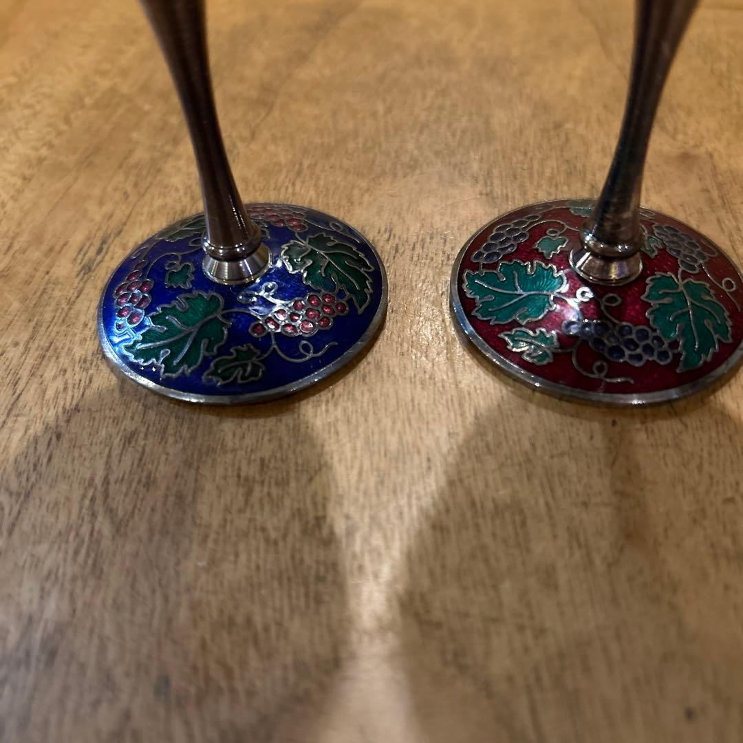 純銀　葡萄装飾　リキュールグラス　ビンテージ　ペア