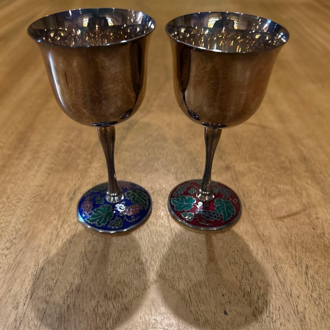 純銀　葡萄装飾　リキュールグラス　ビンテージ　ペア