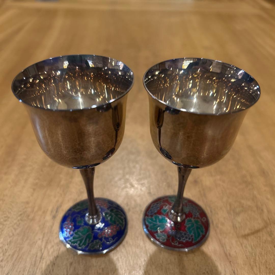 純銀　葡萄装飾　リキュールグラス　ビンテージ　ペア