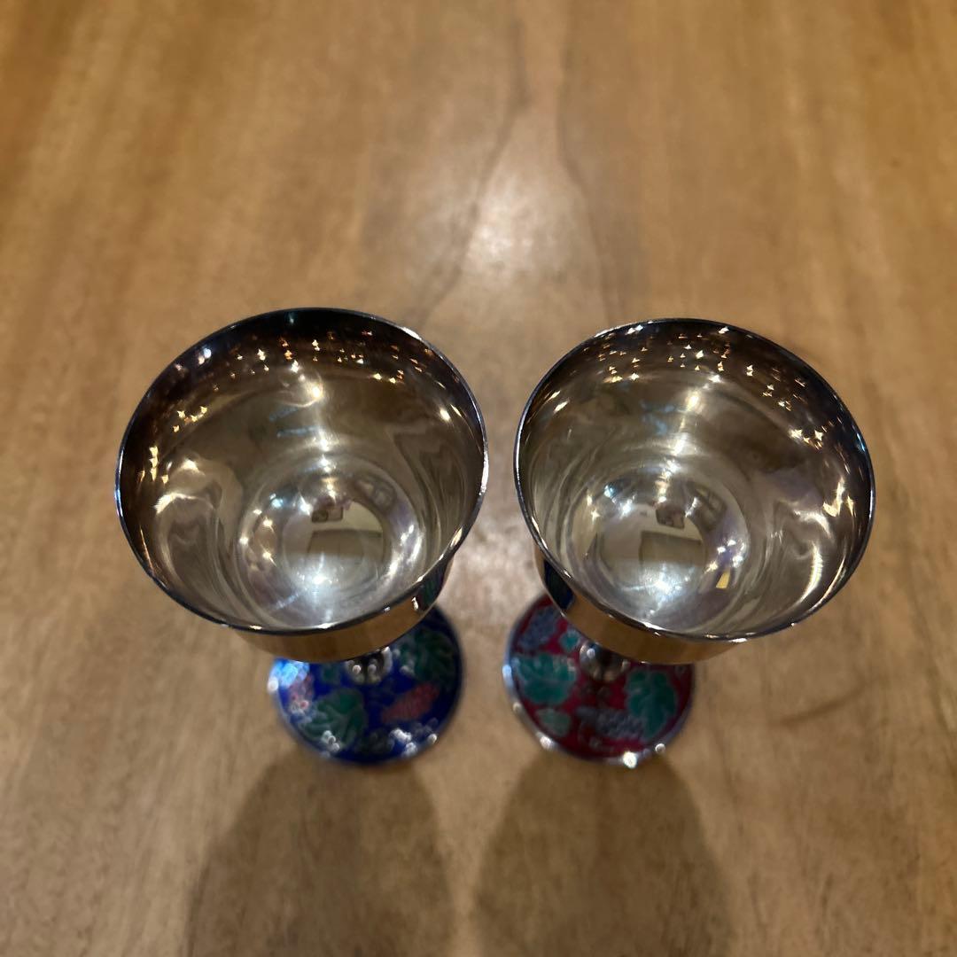 純銀　葡萄装飾　リキュールグラス　ビンテージ　ペア