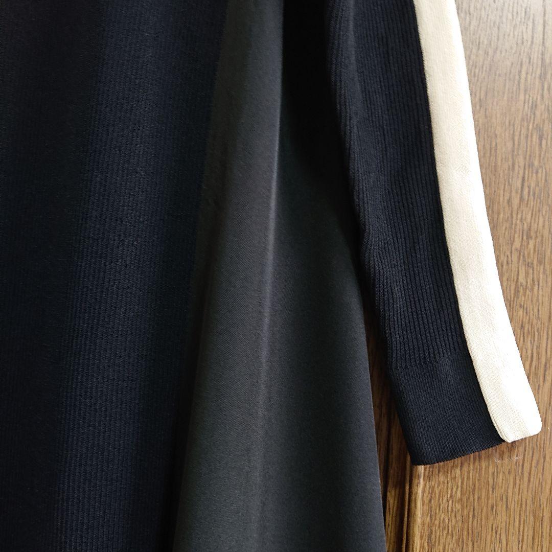 ❨新品❩ Vin 袖配色布帛ドッキングワンピース