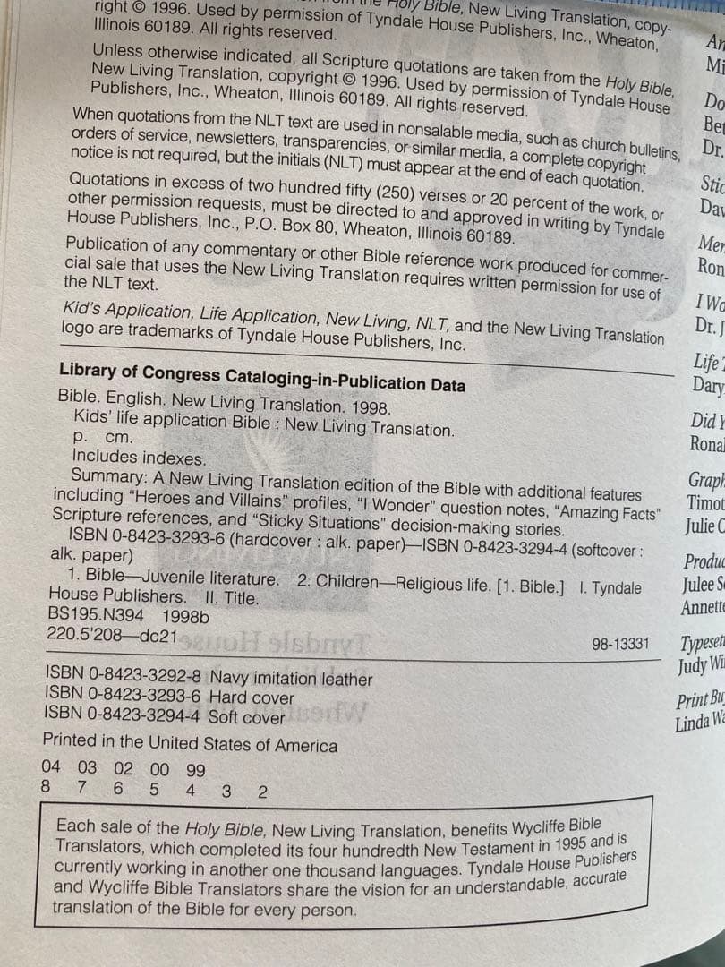 Kids life application bible 子供英語聖書