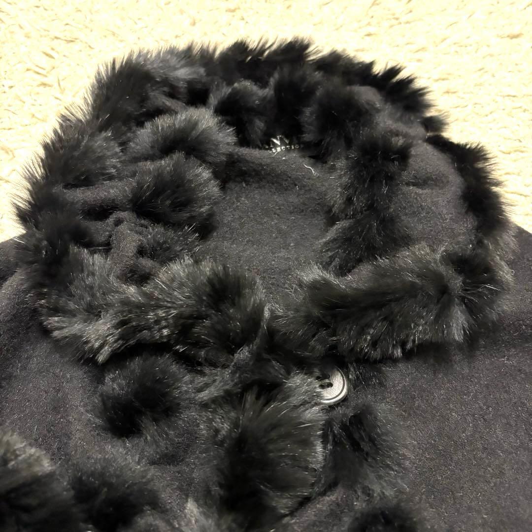 極美品　ランバンコレクション　ファー付きポンチョ　ケープ　ウール　毛皮　ラビット