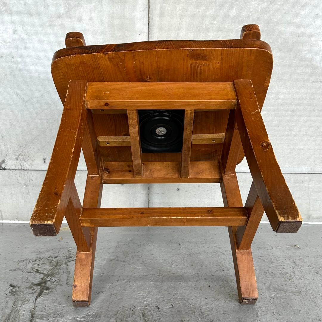 ✦昭和レトロ✦ 木製アームチェア｜無垢材 ヴィンテージ椅子 回転式 カフェ什器