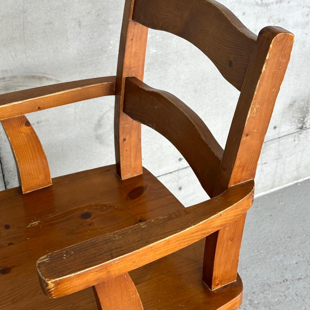 ✦昭和レトロ✦ 木製アームチェア｜無垢材 ヴィンテージ椅子 回転式 カフェ什器