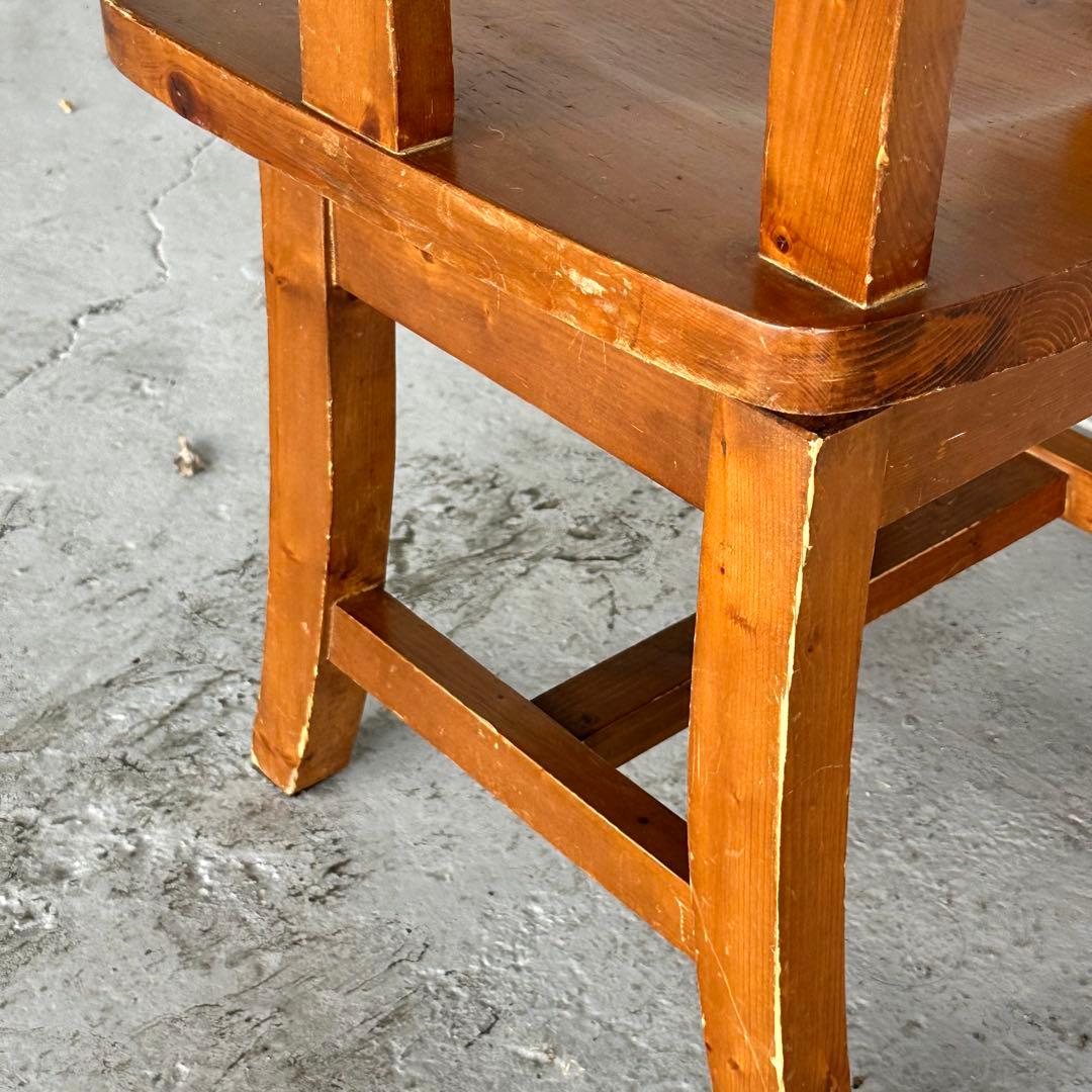 ✦昭和レトロ✦ 木製アームチェア｜無垢材 ヴィンテージ椅子 回転式 カフェ什器