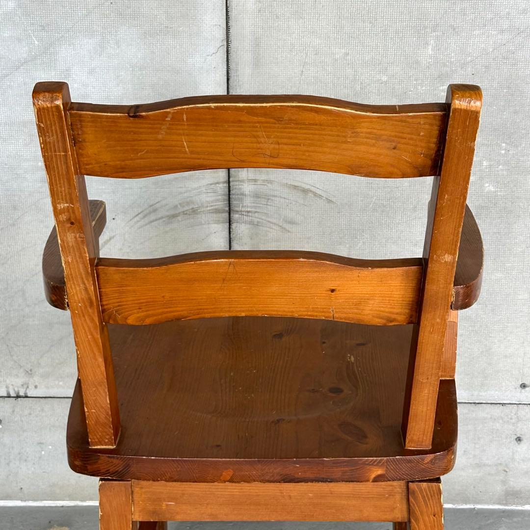 ✦昭和レトロ✦ 木製アームチェア｜無垢材 ヴィンテージ椅子 回転式 カフェ什器