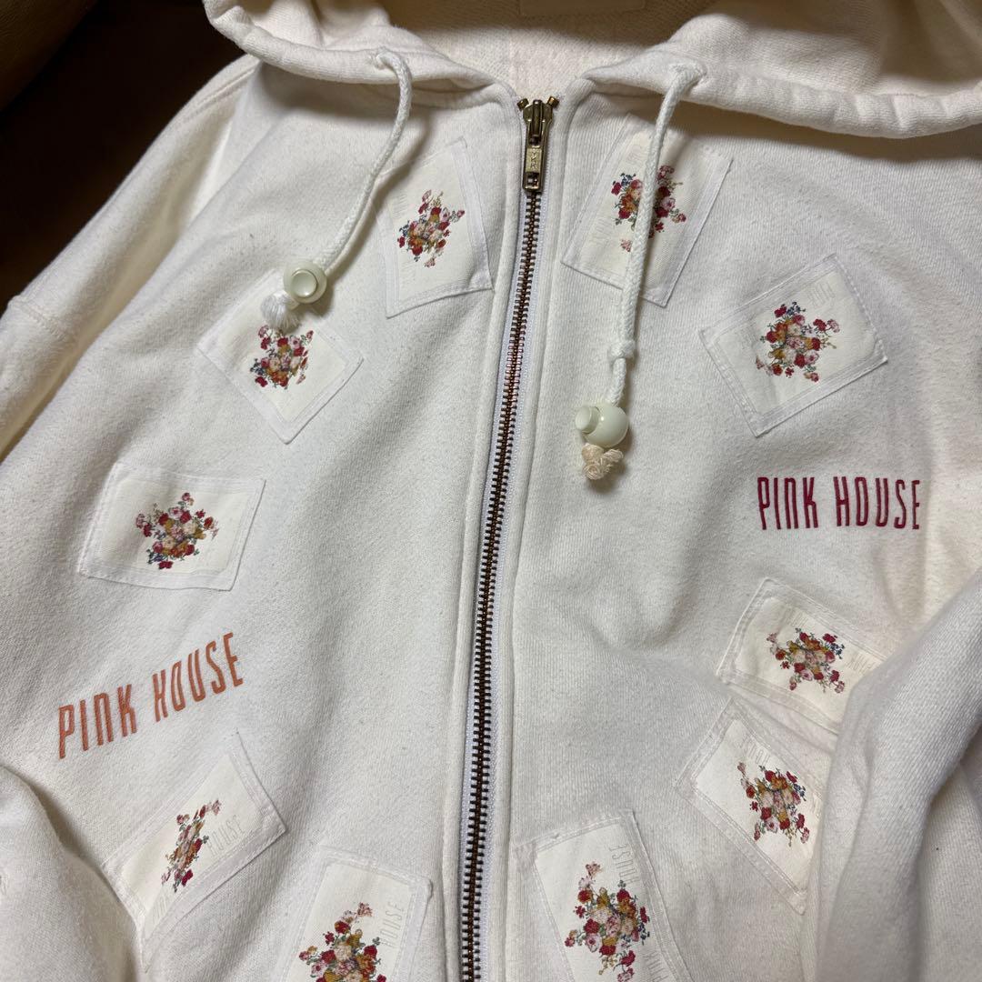 ピンクハウス　ジップホワイトパーカー　Lサイズ 貴重　レア　美品