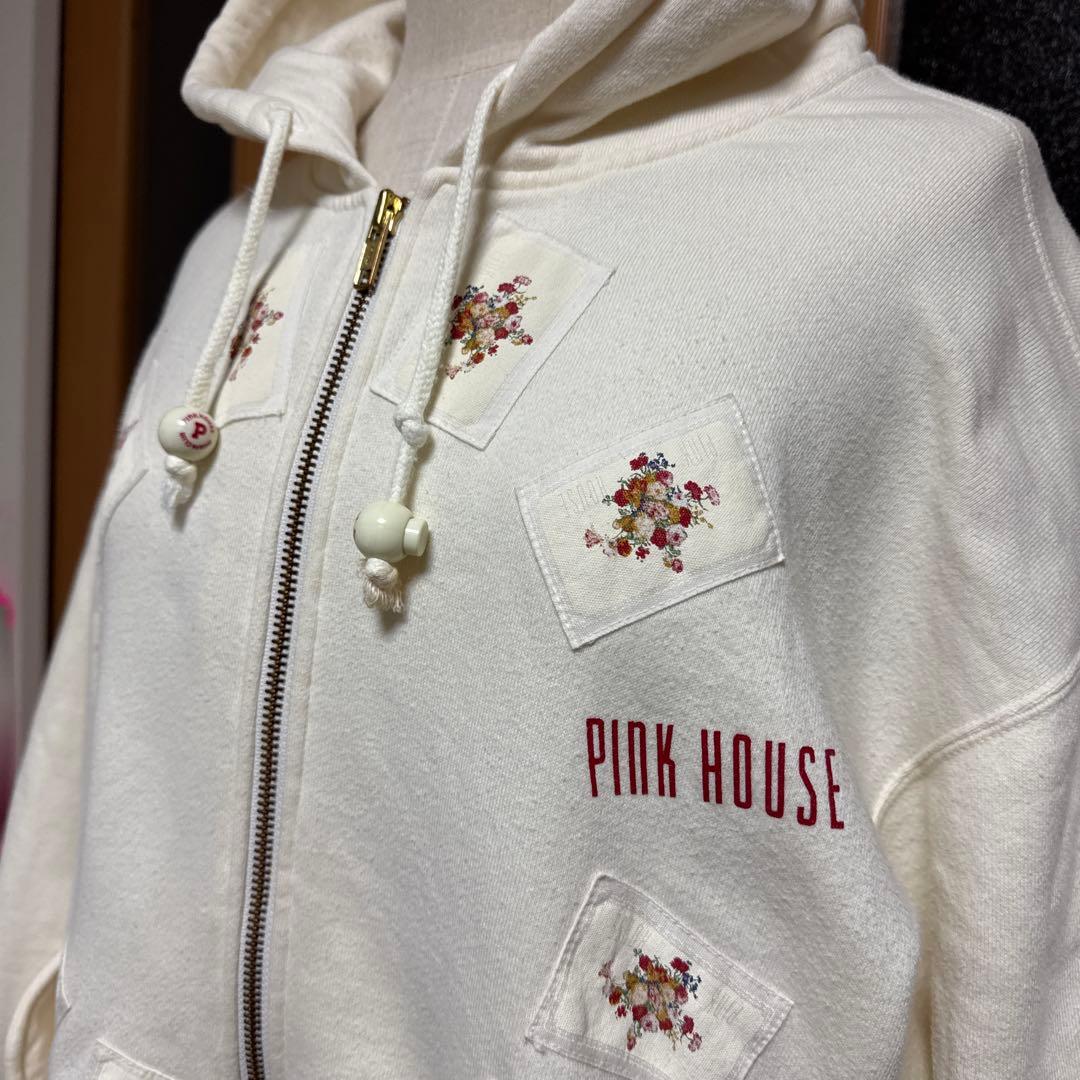ピンクハウス　ジップホワイトパーカー　Lサイズ 貴重　レア　美品