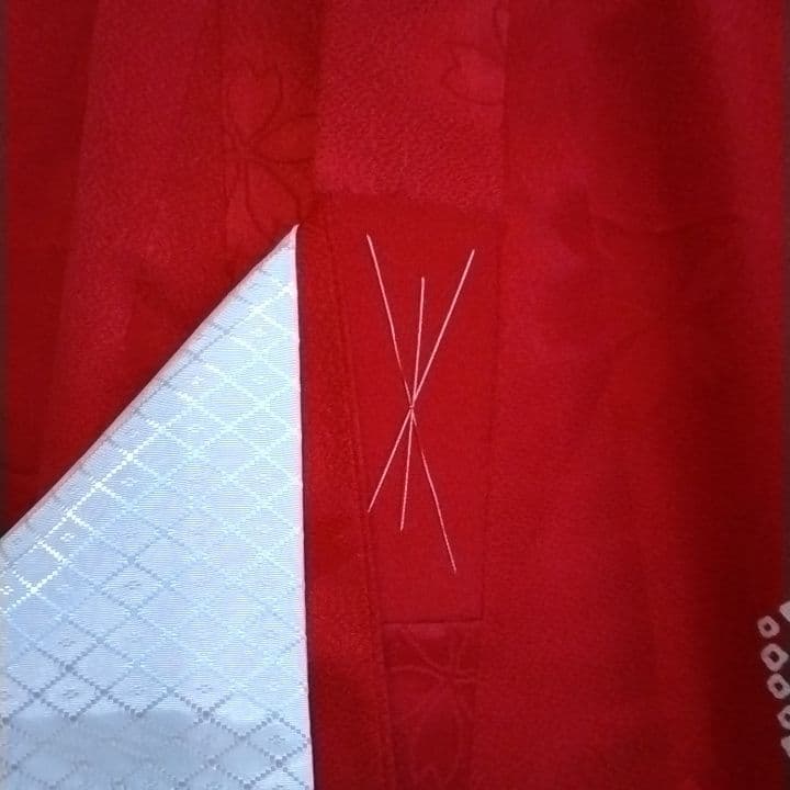 【美品】お宮参り 正絹　産着　祝着　赤白金　七五三　長襦袢付き