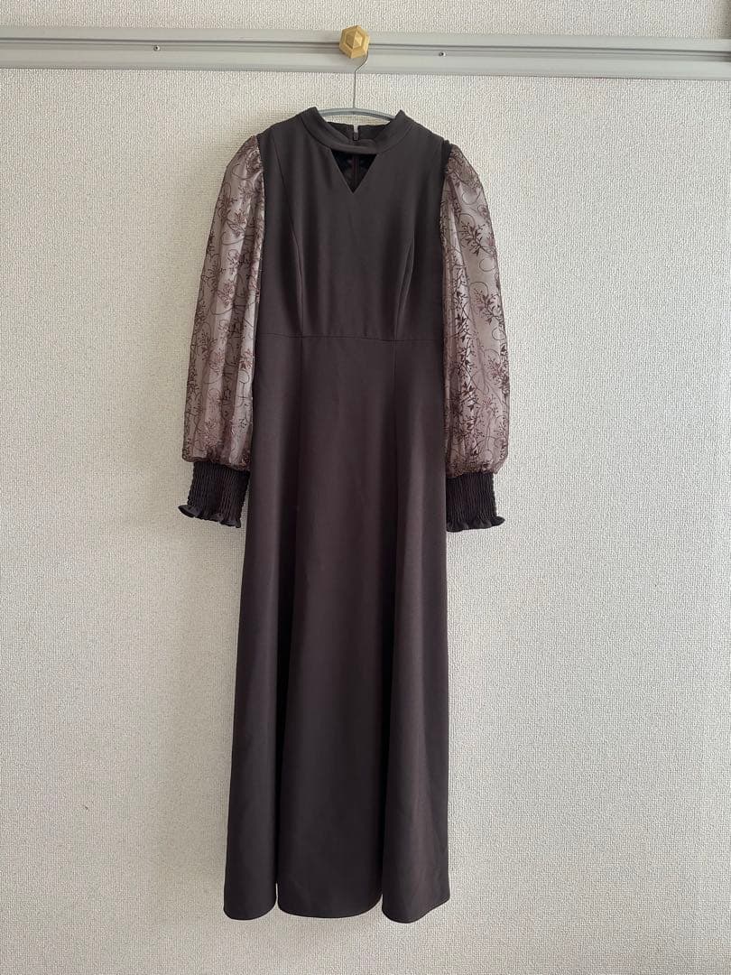 ANDRESD アンドレスド スリーブエンブロイダリー ドレス　ブラウン