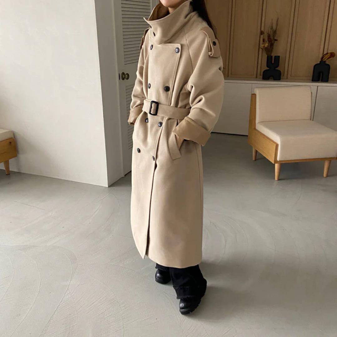 希少商品 RiLi judin スタンドカラーロングコート 冬服　ベージュ