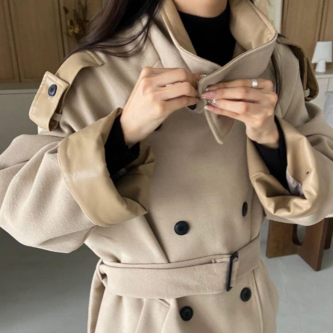 希少商品 RiLi judin スタンドカラーロングコート 冬服　ベージュ