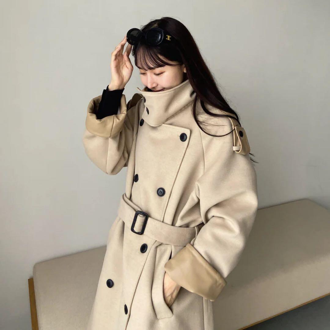 希少商品 RiLi judin スタンドカラーロングコート 冬服　ベージュ