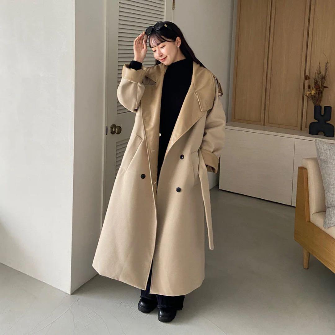 希少商品 RiLi judin スタンドカラーロングコート 冬服　ベージュ
