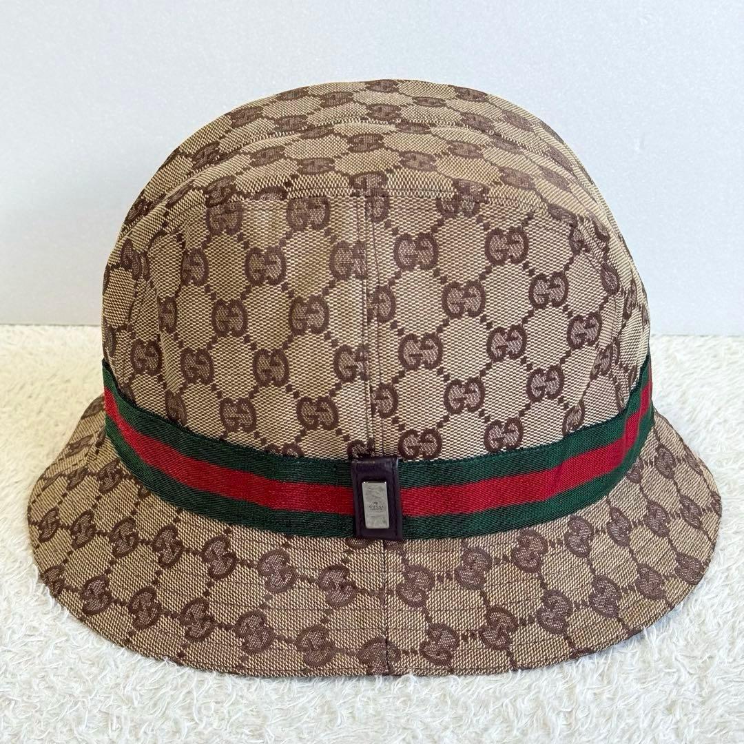 美品 GUCCI バケットハット GGキャンバス シェリーライン Lサイズ