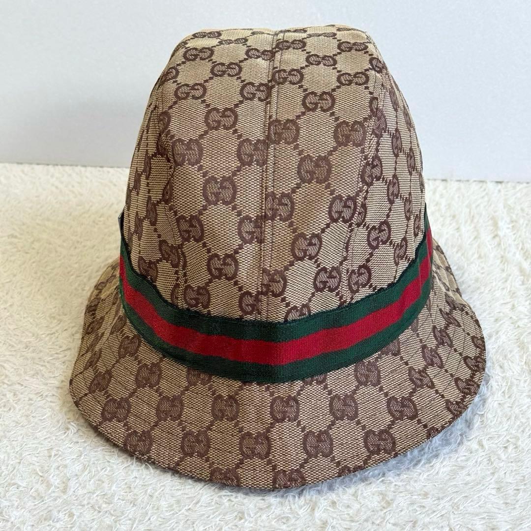 美品 GUCCI バケットハット GGキャンバス シェリーライン Lサイズ