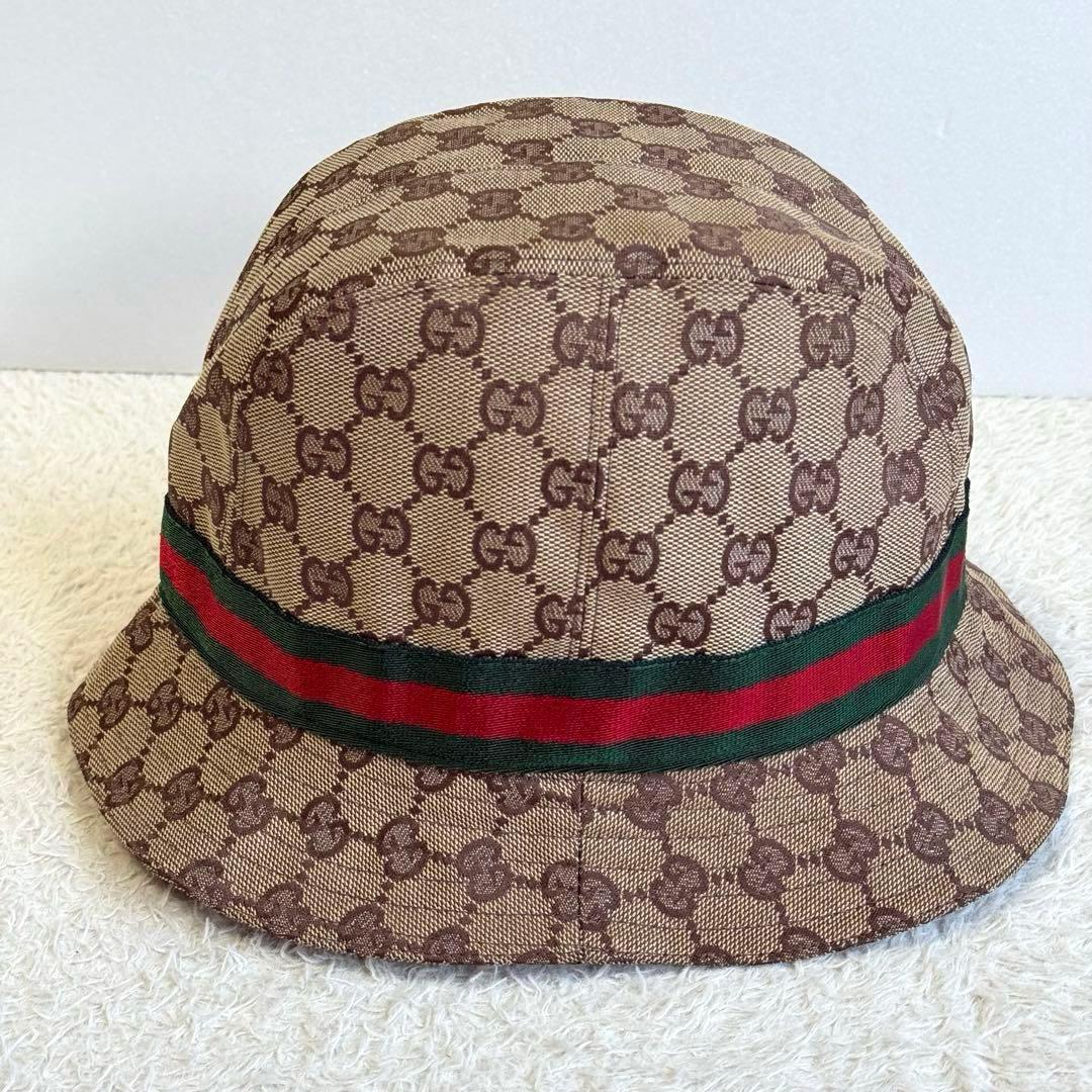 美品 GUCCI バケットハット GGキャンバス シェリーライン Lサイズ