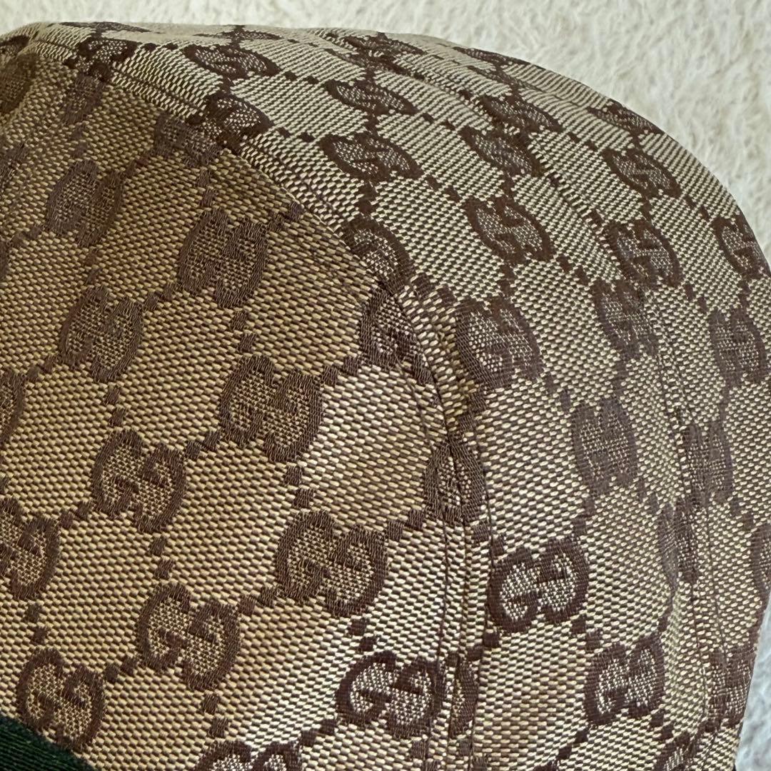 美品 GUCCI バケットハット GGキャンバス シェリーライン Lサイズ