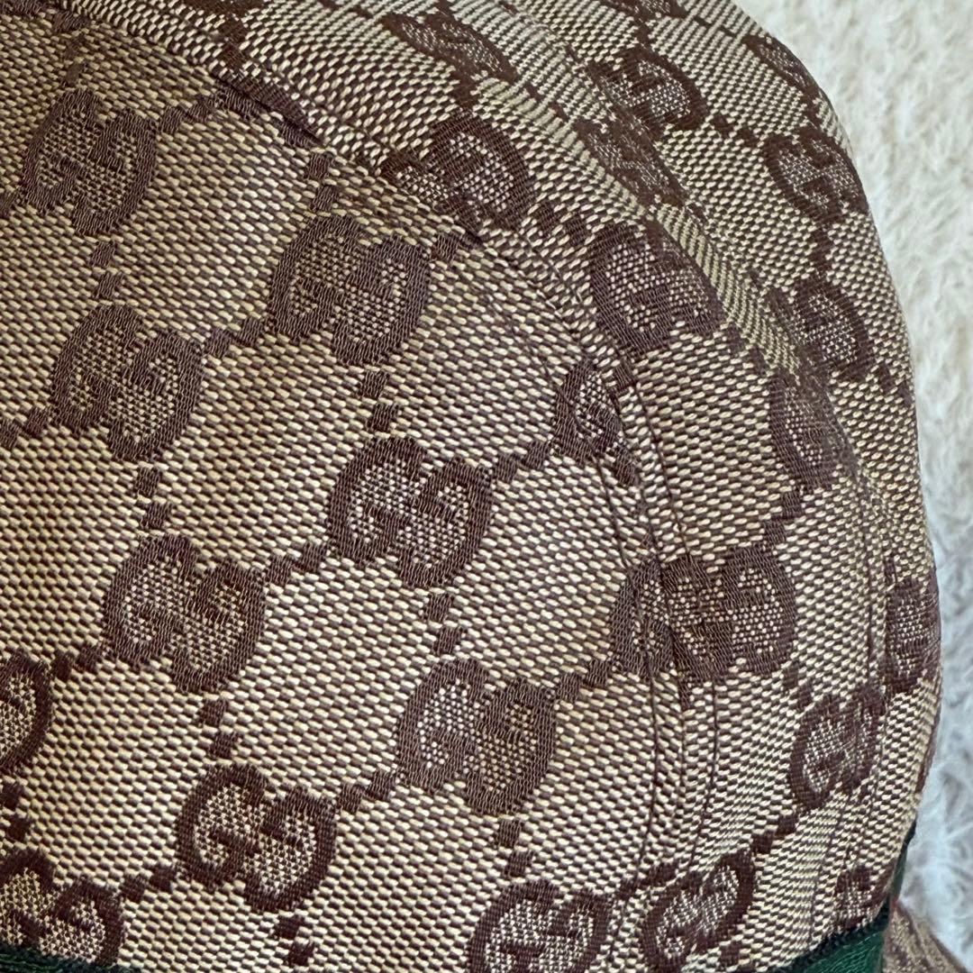 美品 GUCCI バケットハット GGキャンバス シェリーライン Lサイズ