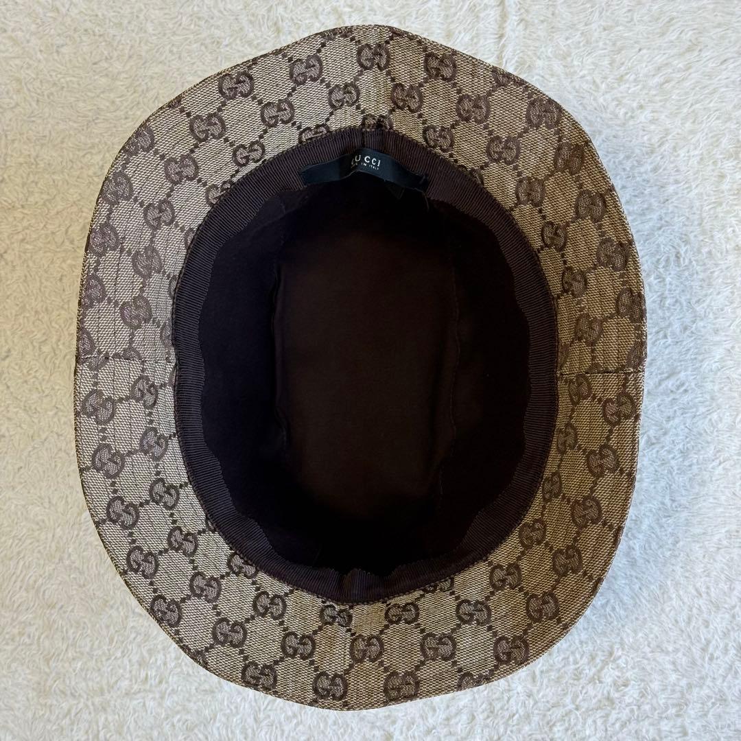 美品 GUCCI バケットハット GGキャンバス シェリーライン Lサイズ