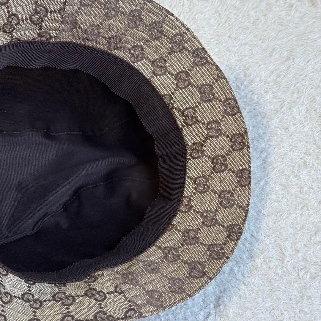 美品 GUCCI バケットハット GGキャンバス シェリーライン Lサイズ