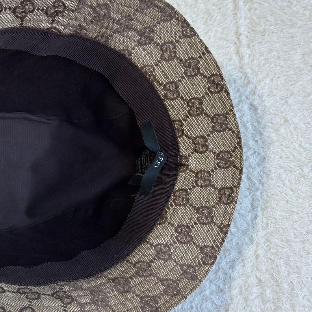 美品 GUCCI バケットハット GGキャンバス シェリーライン Lサイズ