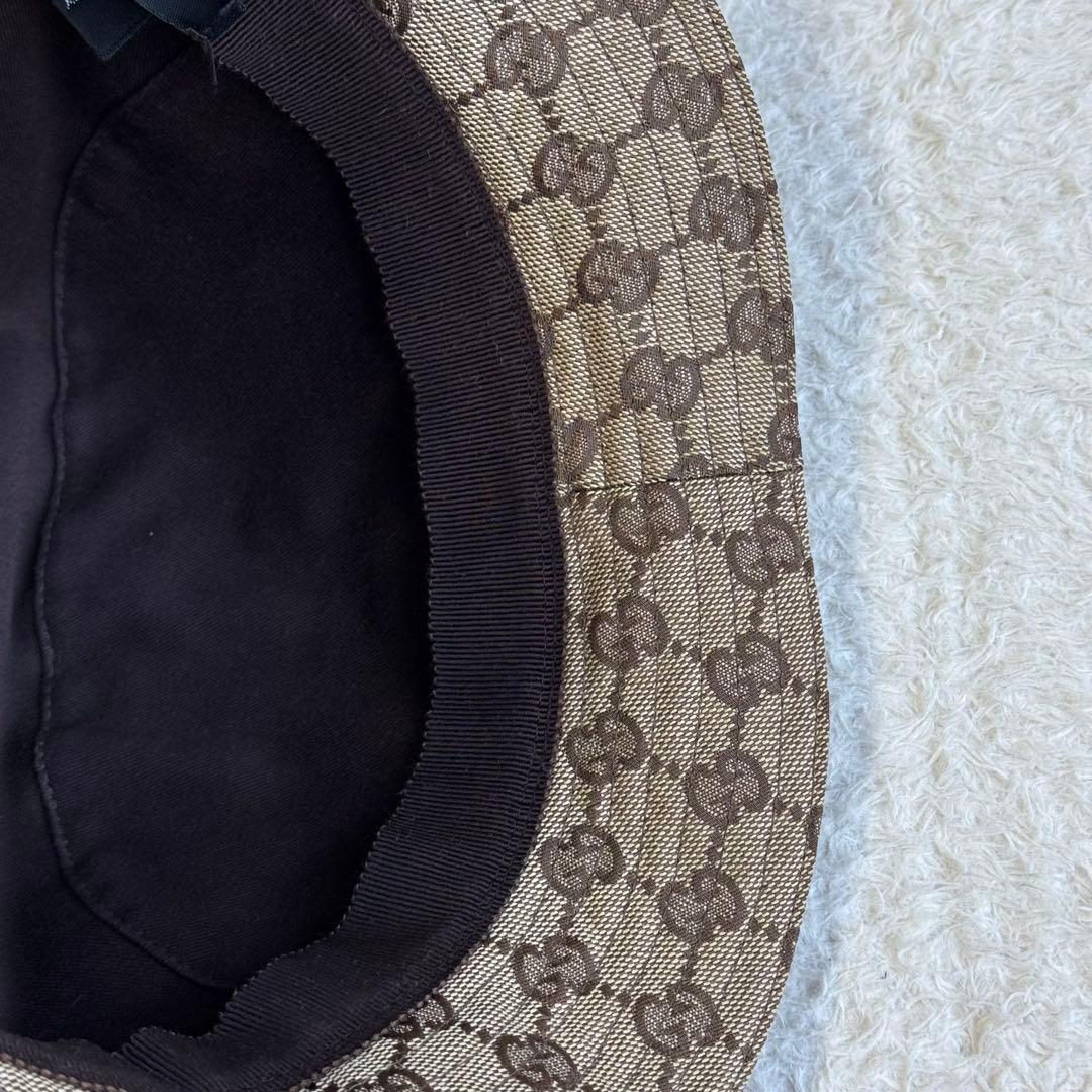 美品 GUCCI バケットハット GGキャンバス シェリーライン Lサイズ