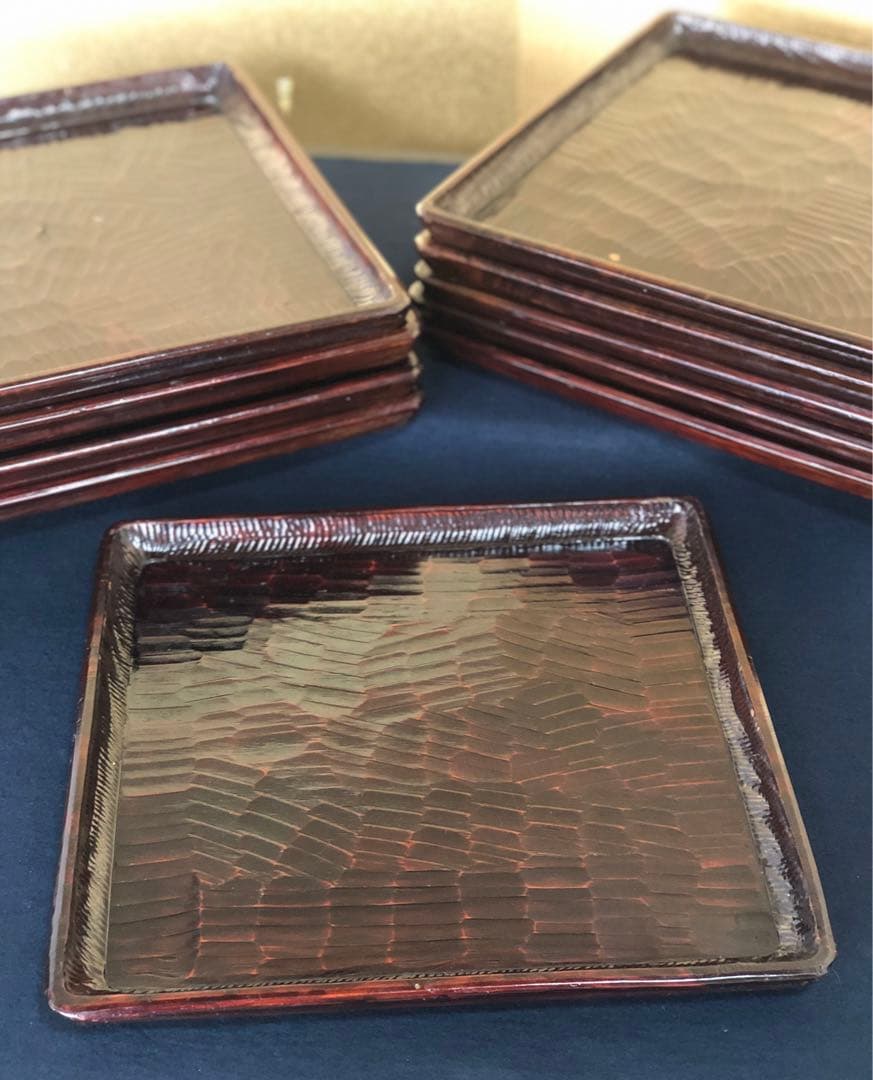 割引❗️《R》伝統工芸 讃岐彫 四方膳5客 会席膳 讃岐盆 刳抜 260120き5