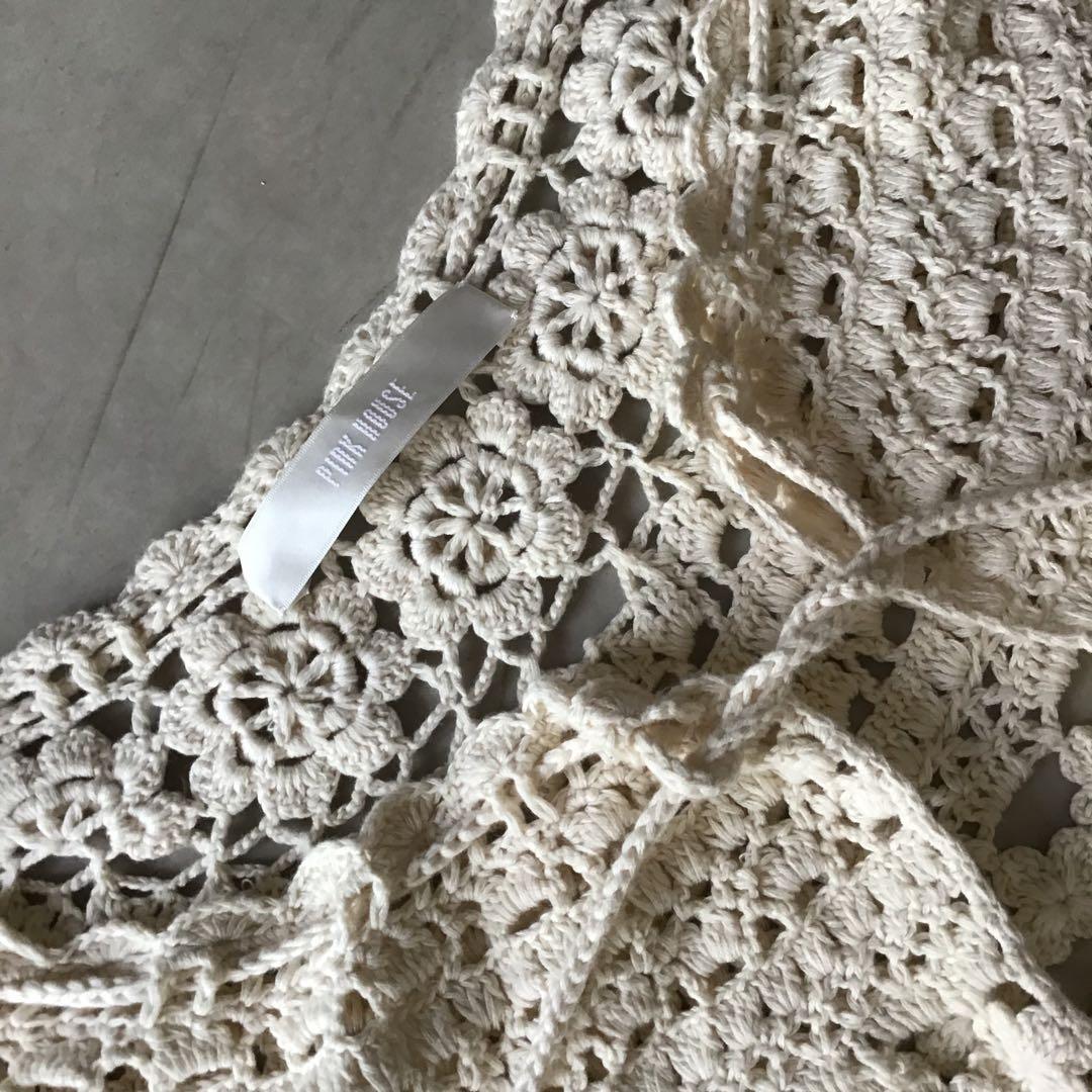 PINK HOUSE ピンクハウス　袖ありケープ　アイボリー　綿100%