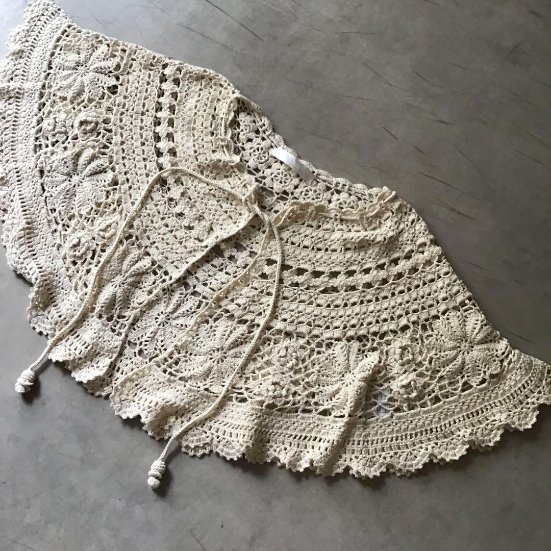 PINK HOUSE ピンクハウス　袖ありケープ　アイボリー　綿100%