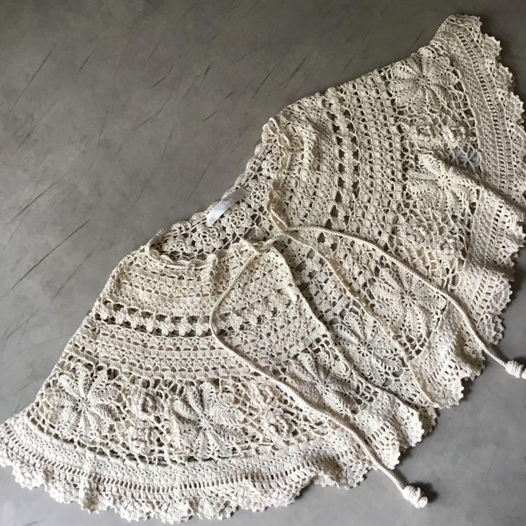 PINK HOUSE ピンクハウス　袖ありケープ　アイボリー　綿100%