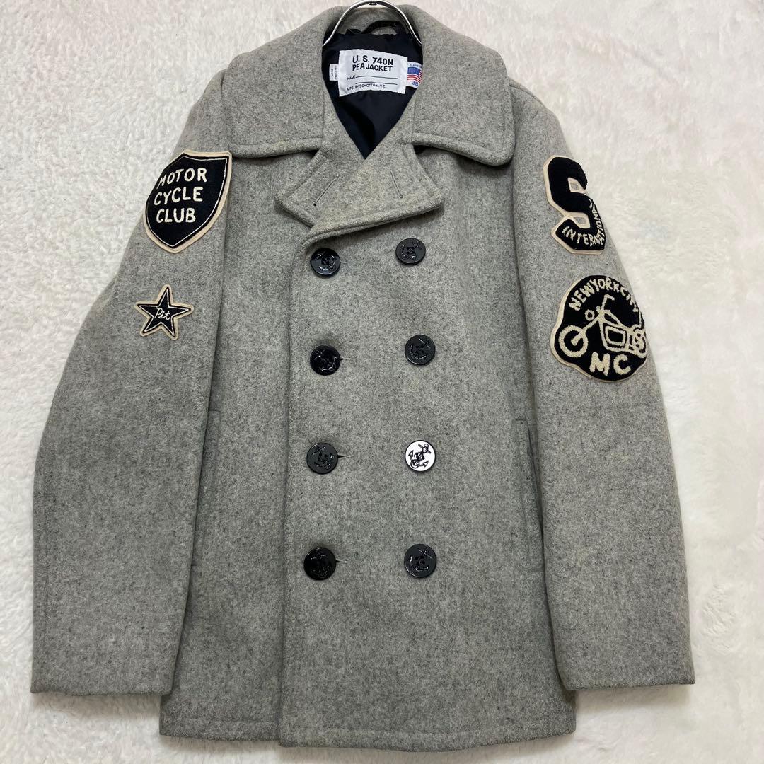 ショット✨モーターサイクルクラブ ワッペン USA製 ピーコート グレー 38