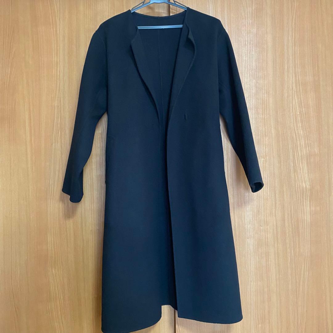 美品　green label relaxing ノーカラーコート ブラック