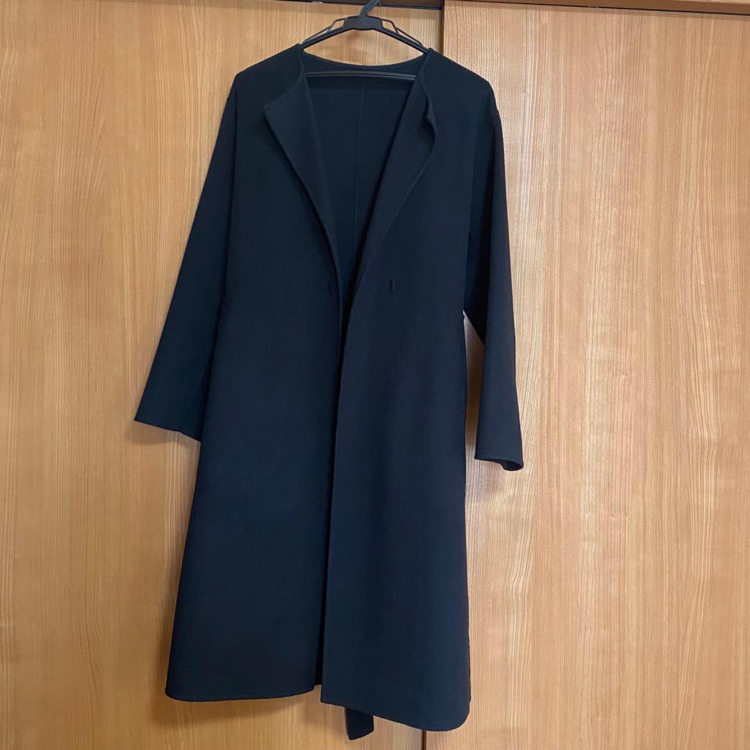 美品　green label relaxing ノーカラーコート ブラック