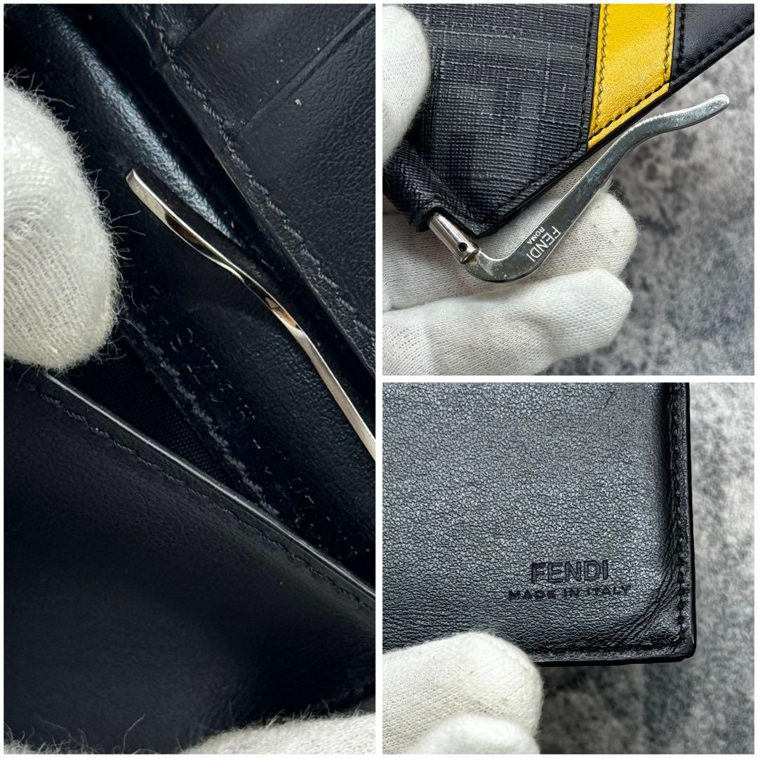 美品✨フェンディ マネークリップ ズッカ ダイアゴナル 折り財布 黒