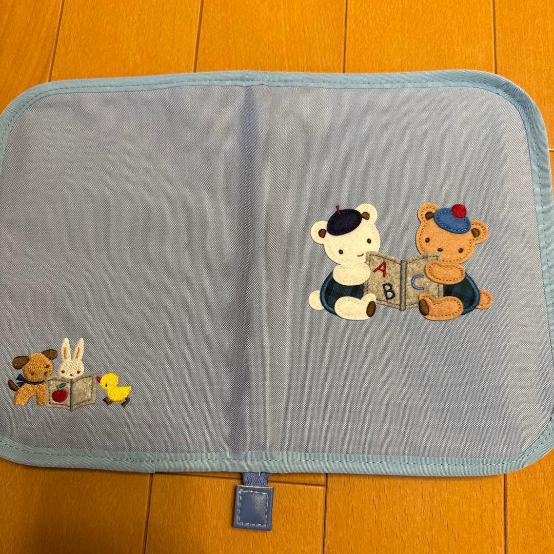 母子手帳ケース 刺繍デザイン 青色