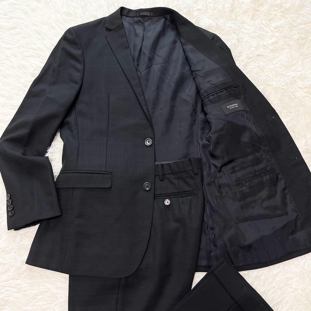 BURBERRYBLACK LABEL スーツ チェック メリノウール 黒