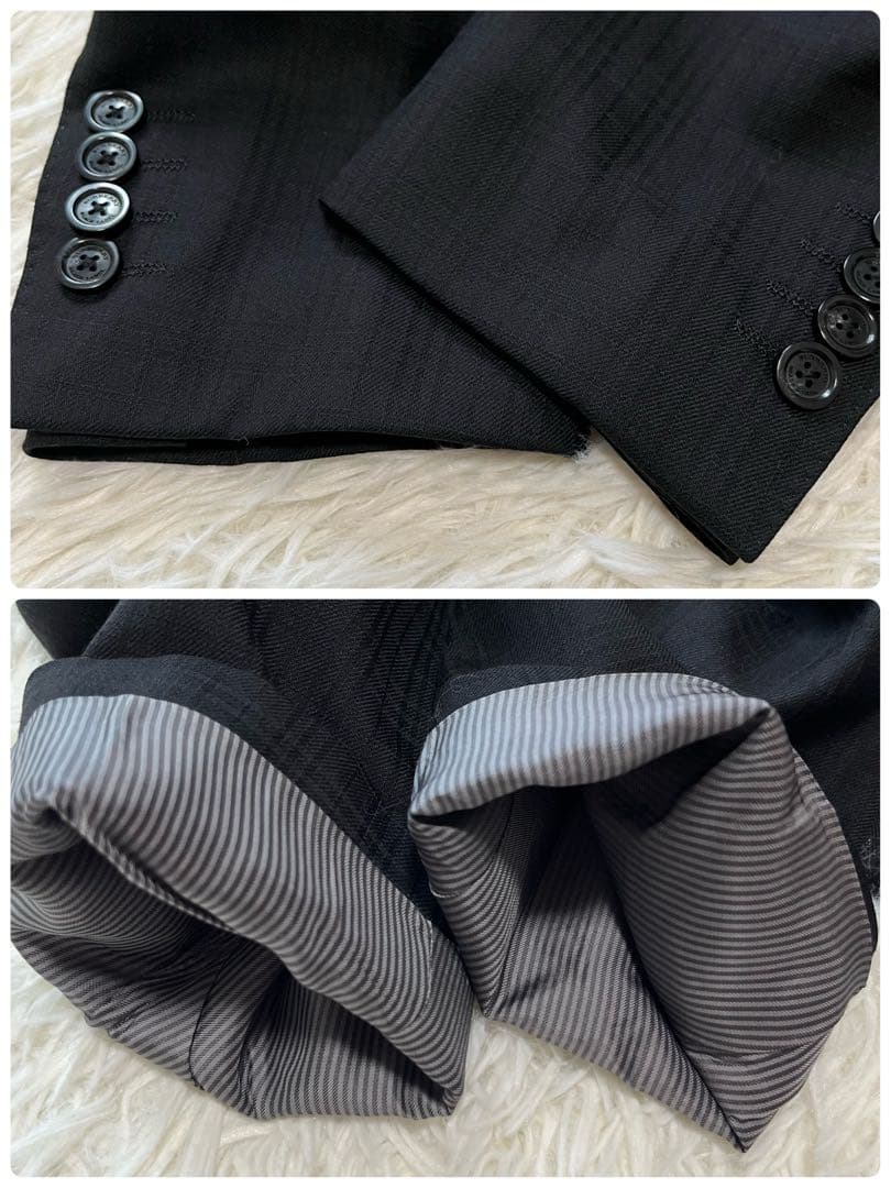 BURBERRYBLACK LABEL スーツ チェック メリノウール 黒